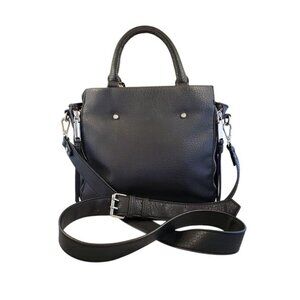 Free People Black Vegan Leather Satchel Crossbody Bag Mid 2010s